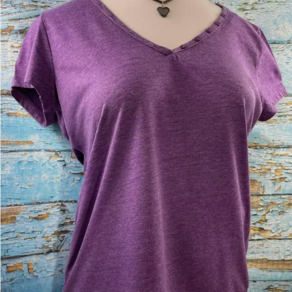 OP Juniors Purple Henley V-neck T-shirt with Button details Size Small